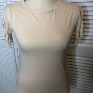 Cream tied shoulder t-shirt